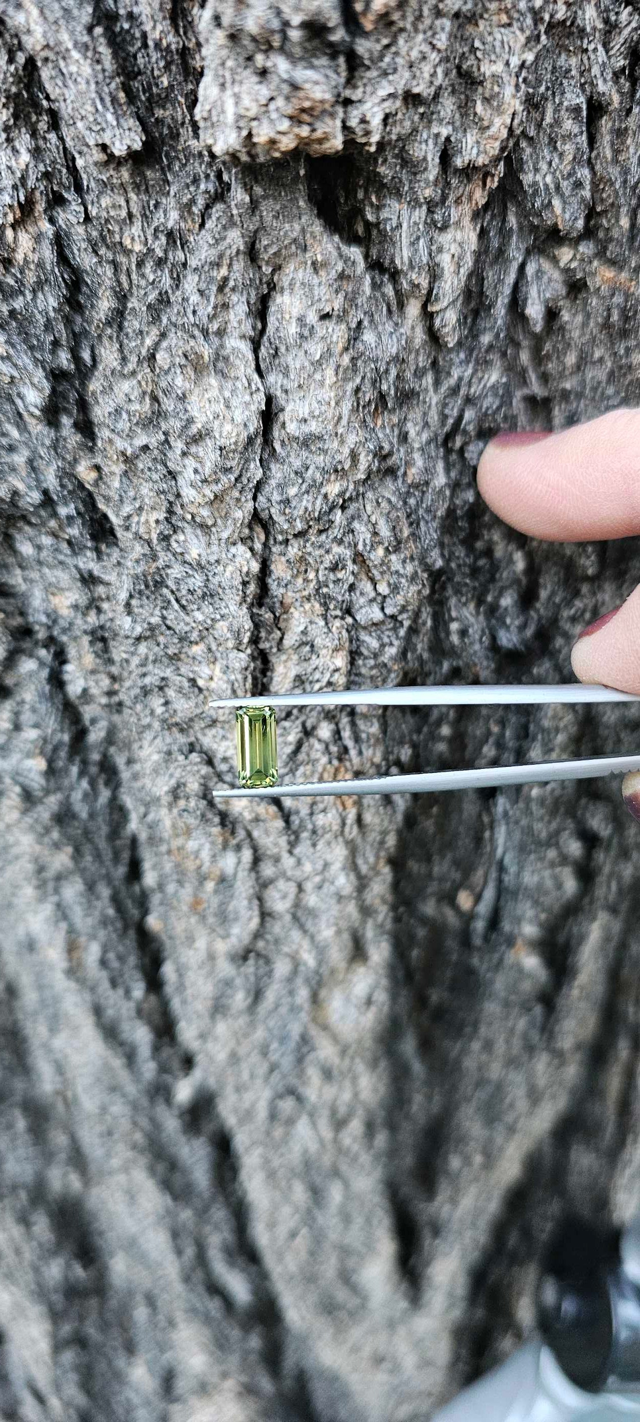 1.960ct pale green emerald cut sapphire - Evolution Gemstones