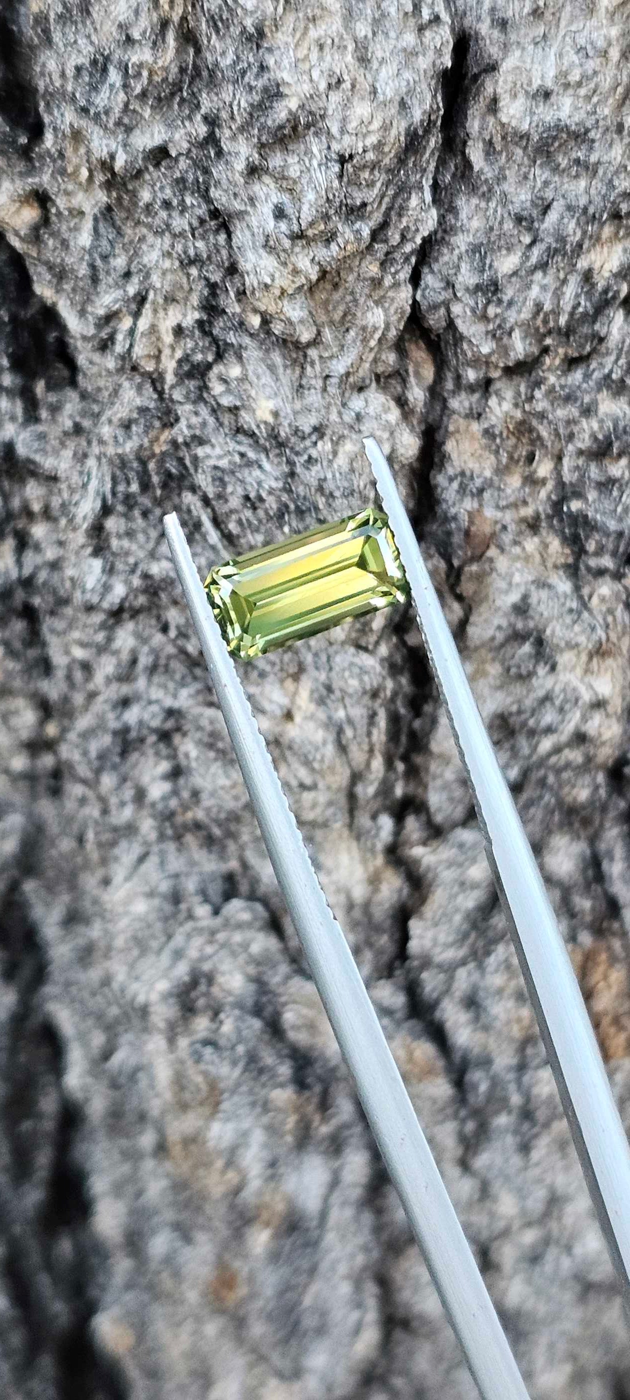 1.960ct pale green emerald cut sapphire - Evolution Gemstones
