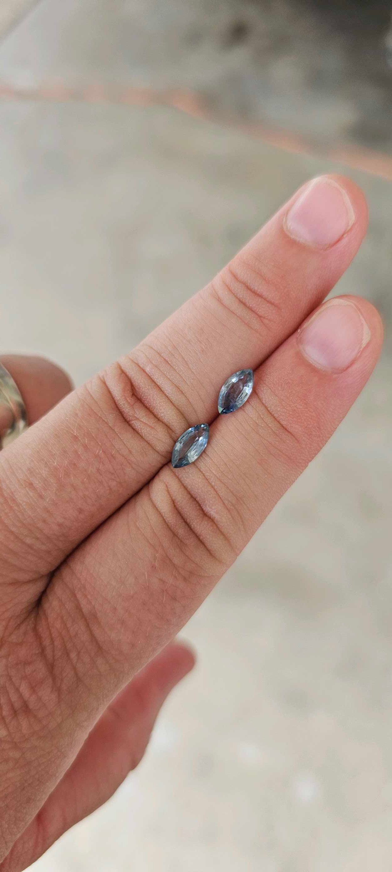 Pale blue Australian marquise sapphire pair 💙 - Evolution Gemstones