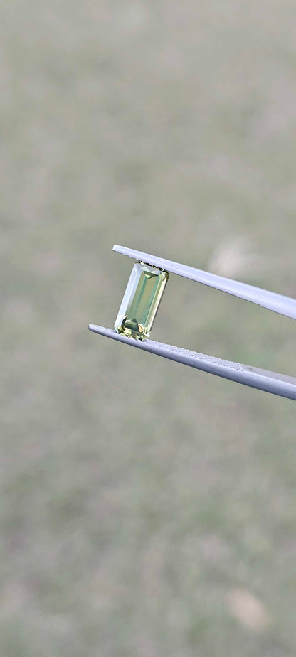 1.960ct pale green emerald cut sapphire - Evolution Gemstones