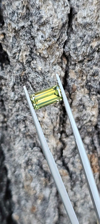 1.960ct pale green emerald cut sapphire - Evolution Gemstones