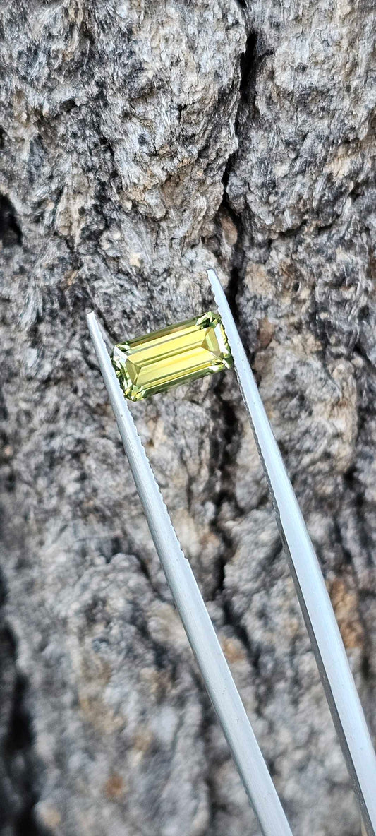 1.960ct pale green emerald cut sapphire