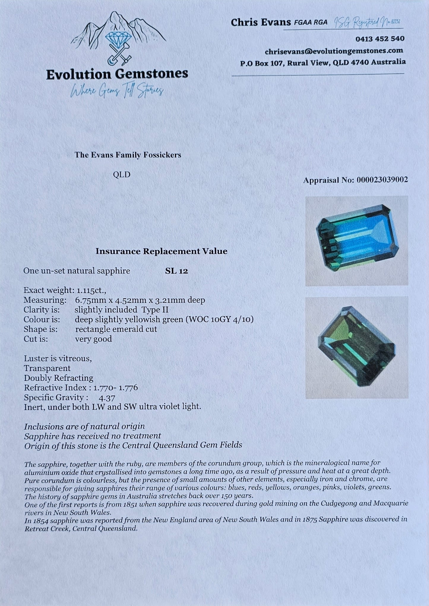 Superb Emerald Cut Sapphire - Evolution Gemstones