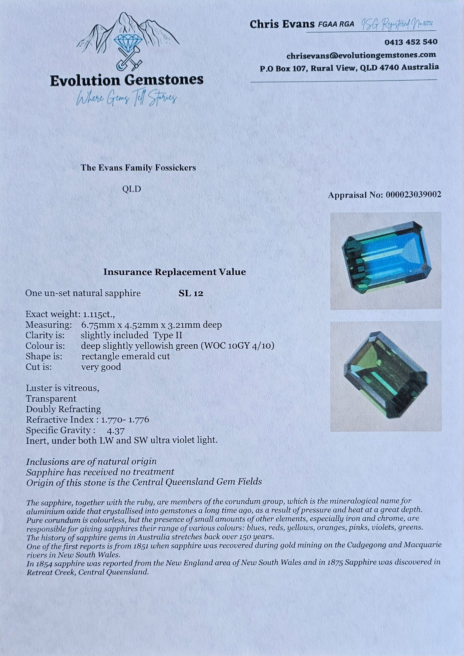 Superb Emerald Cut Sapphire - Evolution Gemstones