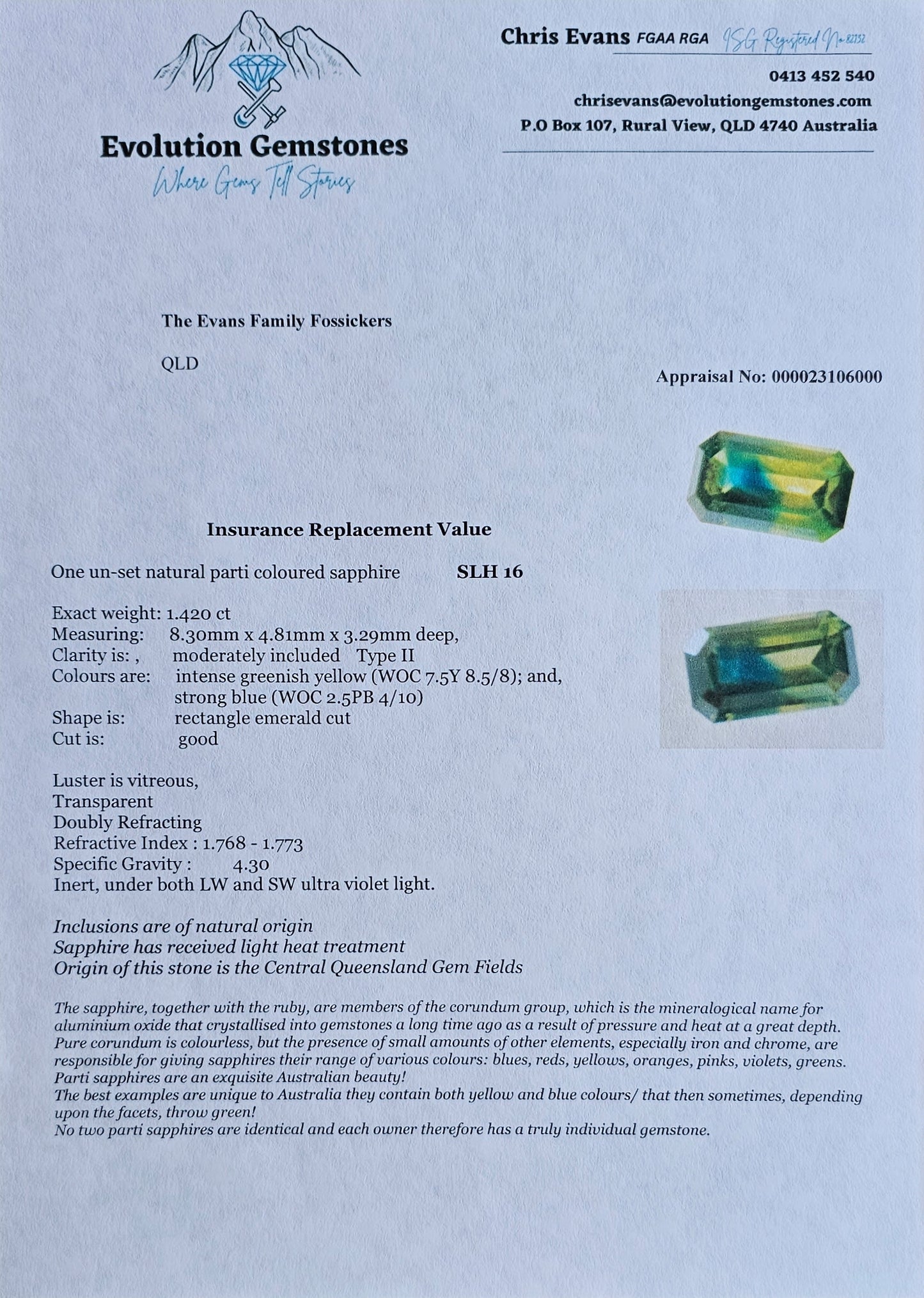 Heated Parti Emerald Cut Sapphire - Evolution Gemstones