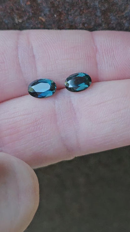 Pair of Australian Blue Oval Sapphires